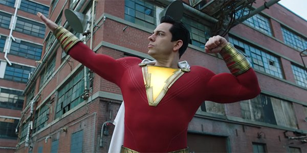 Zachary Levi as Shazam striking a pose