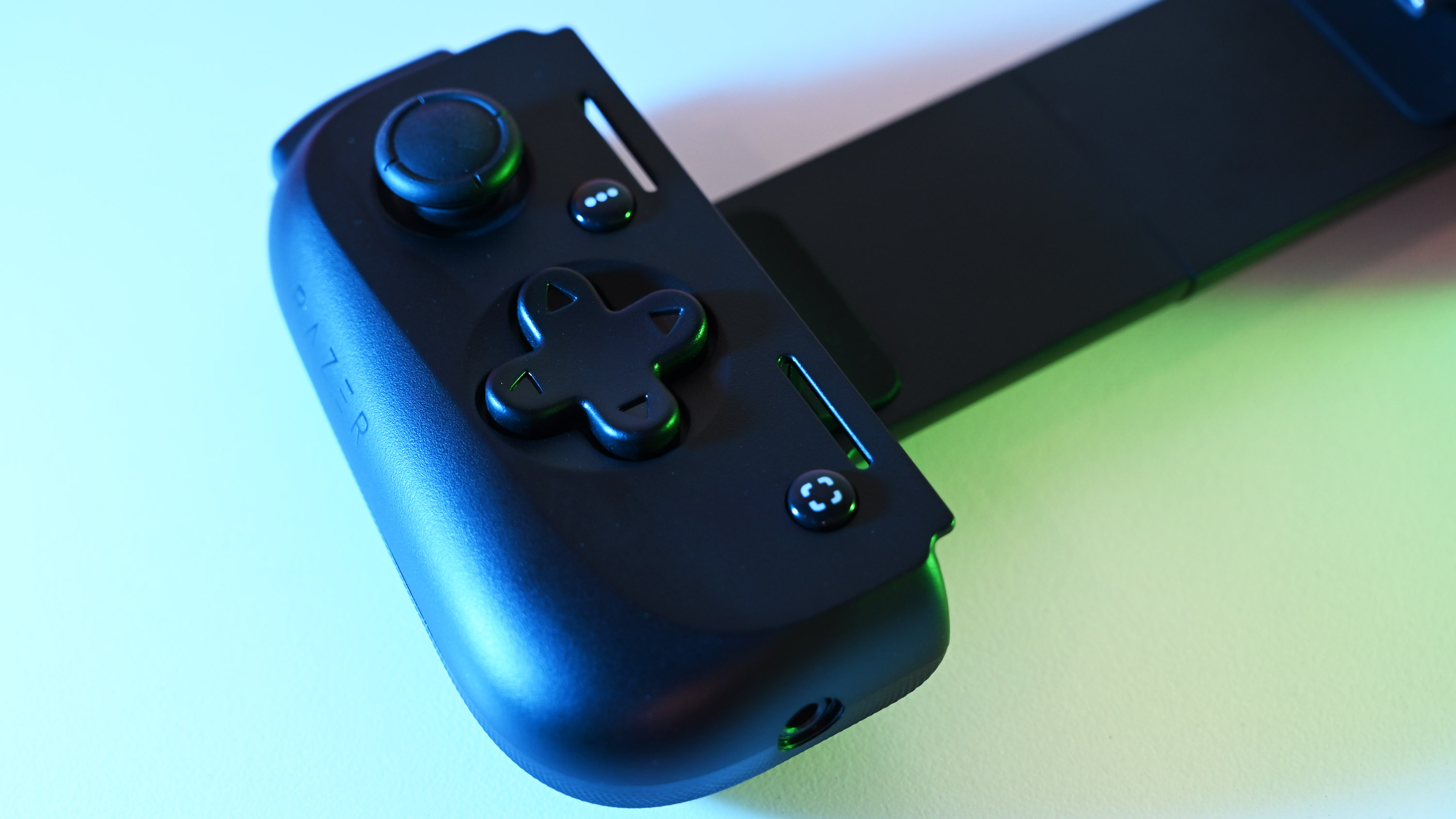 Image of the Razer Kishi V2 Pro, showing its left controls from above.