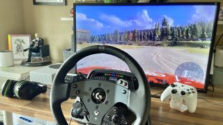 Logitech G PRO racing wheel connected to an Xbox Series S