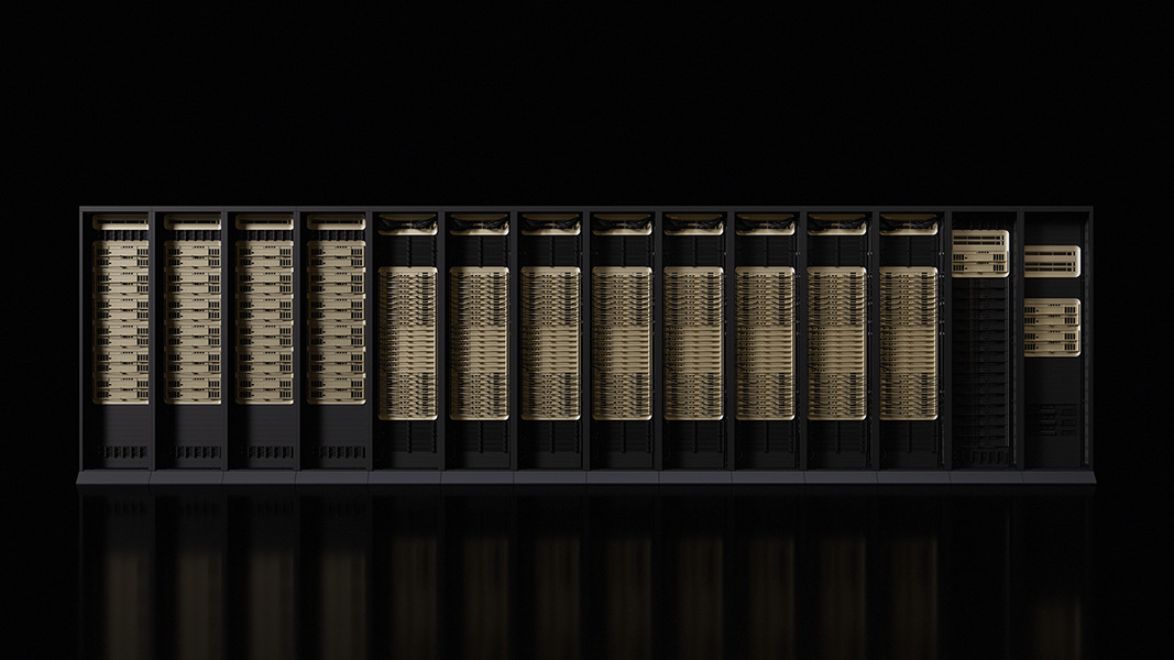 A series of gold and black bars against a dark background