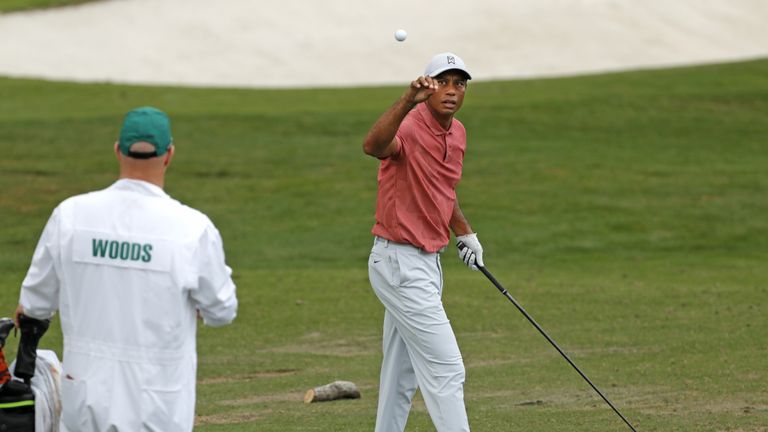 Tiger Woods practicing at Augusta National