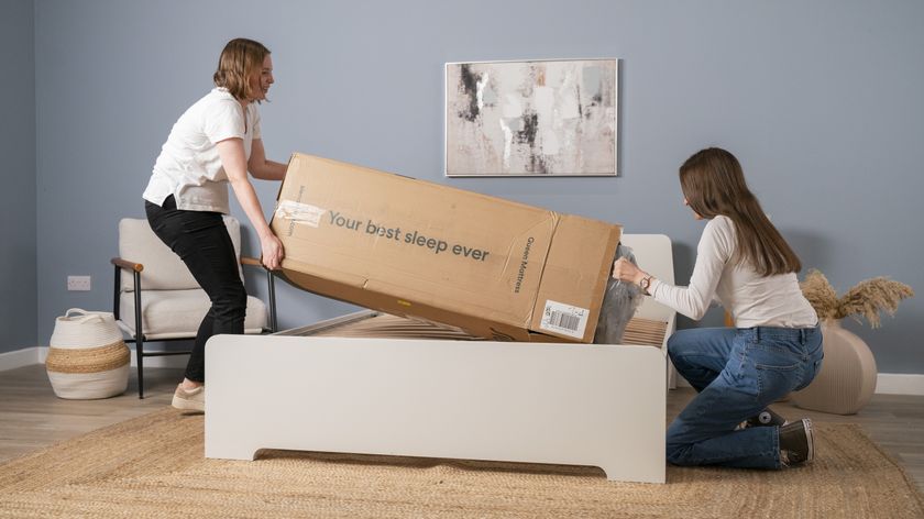 The image shows Tom&#039;s Guide&#039;s testers unpacking the Siena Memory Foam Mattress 