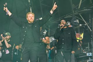 Rob and Romesh on stage at Download.