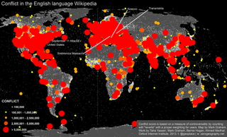 Map of conflict in English language Wikipedia