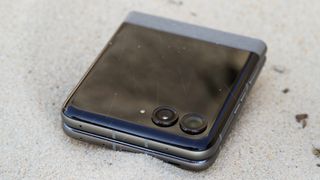 The Motorola Razr 2026 in the Pantone Hematite colorway.