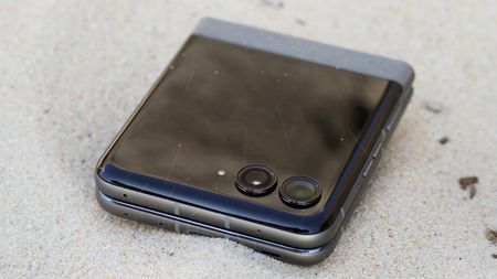 The Motorola Razr 2026 in the Pantone Hematite colorway.