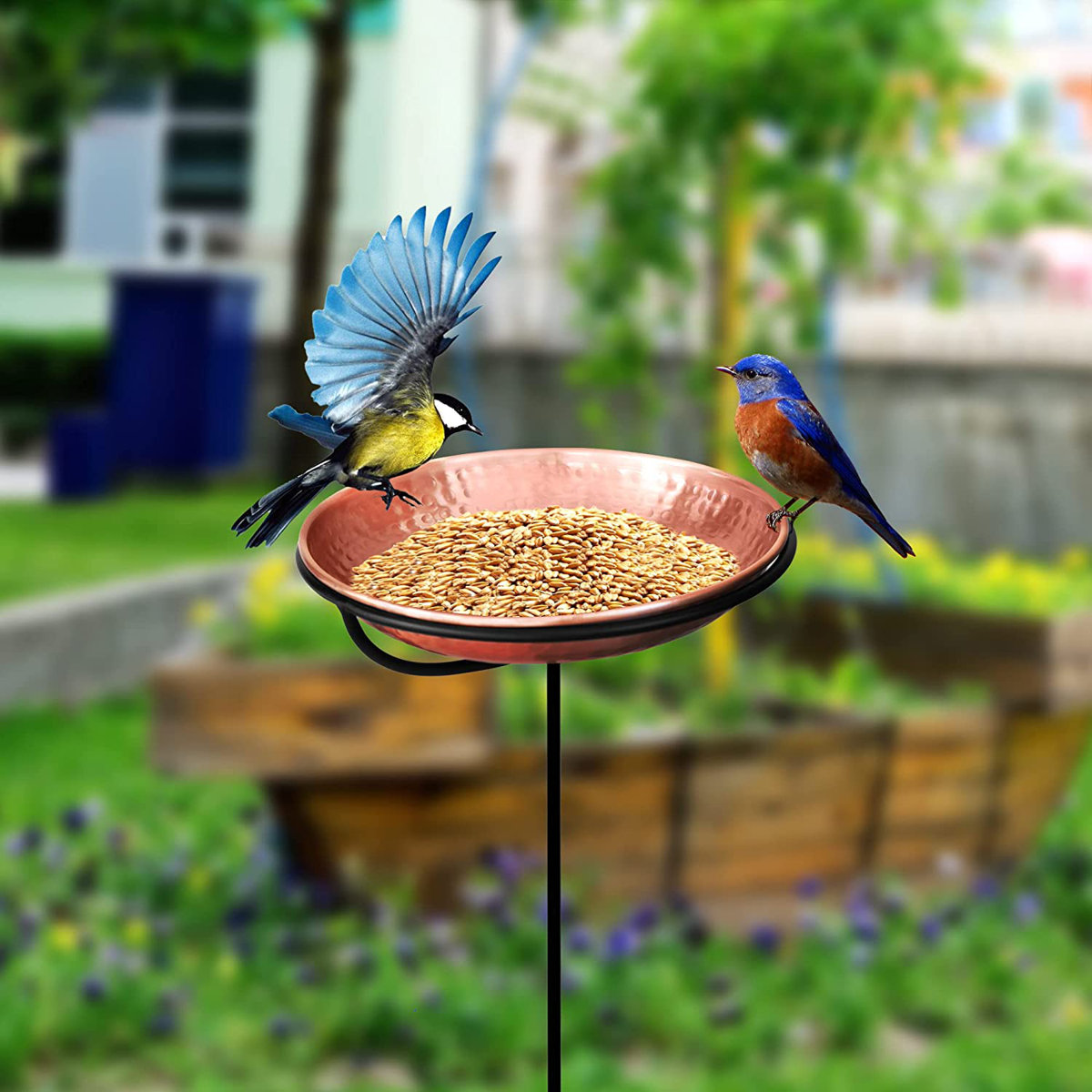 Monarch Abode Pure Copper Hand Hammered Bird Bath Feeder Bowl Detachable Outdoor Decor for Garden Backyard Patio and Deck &amp;amp; Reviews | Wayfair