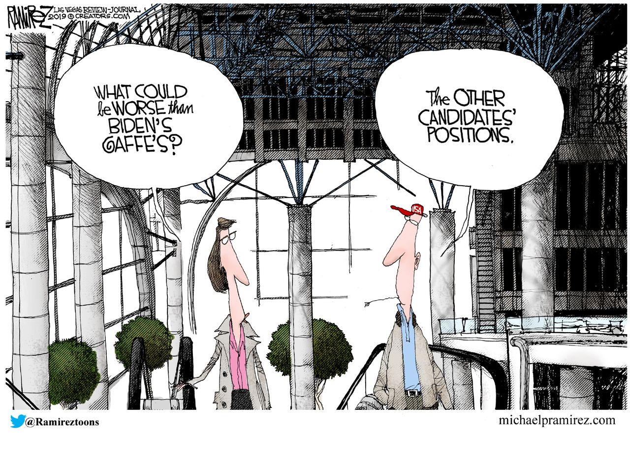 Political Cartoon Biden Gaffes 2020 Democrats Candidate Positions