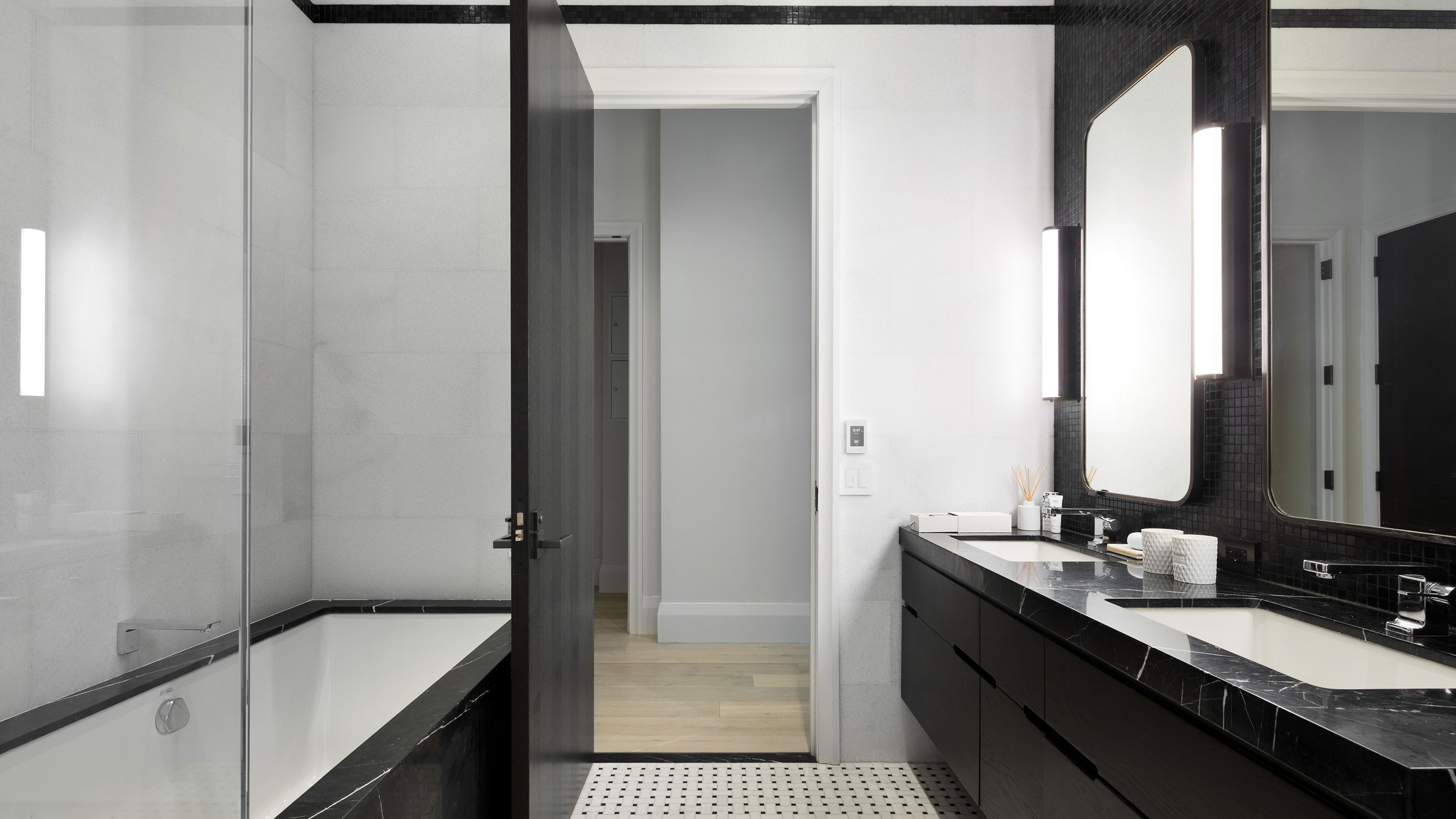 black and white bathroom