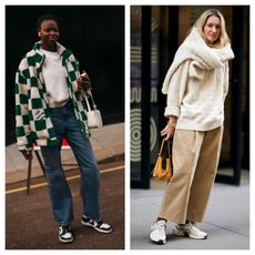 Emy venturini wears white ribbed Calzedonia socks, white shiny leather Court Borough Mid 2 sneakers from Nike, on August 25, 2021 in Paris, France