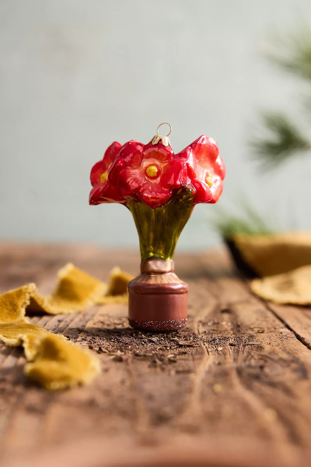 Amaryllis Glass Ornament