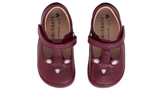 Buddy wine leather mouse riptape first walking shoes