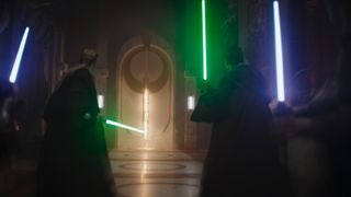 Quatre Jedi se préparent à défendre le temple dans la saison 3 de The Mandalorian.