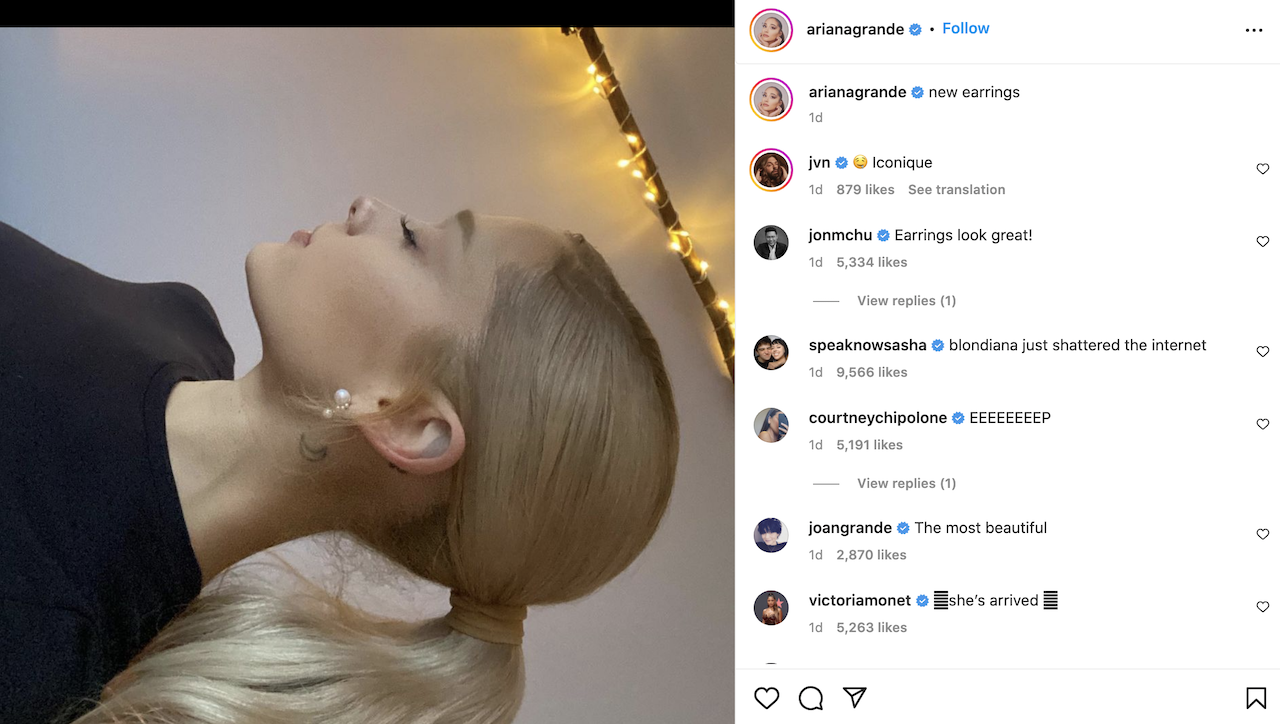 Ariana Grande's Instagram post