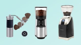 The 1Zpresso JX-Pro X, OXO Brew Conical Burr and Baratza Virtuoso Plus coffee grinders
