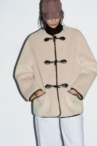 Faux Fur Coat With Toggles