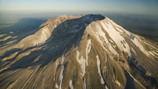 Aerial view of crater, Mt. St. Helens, Washington