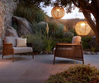 outdoor seating with lighting