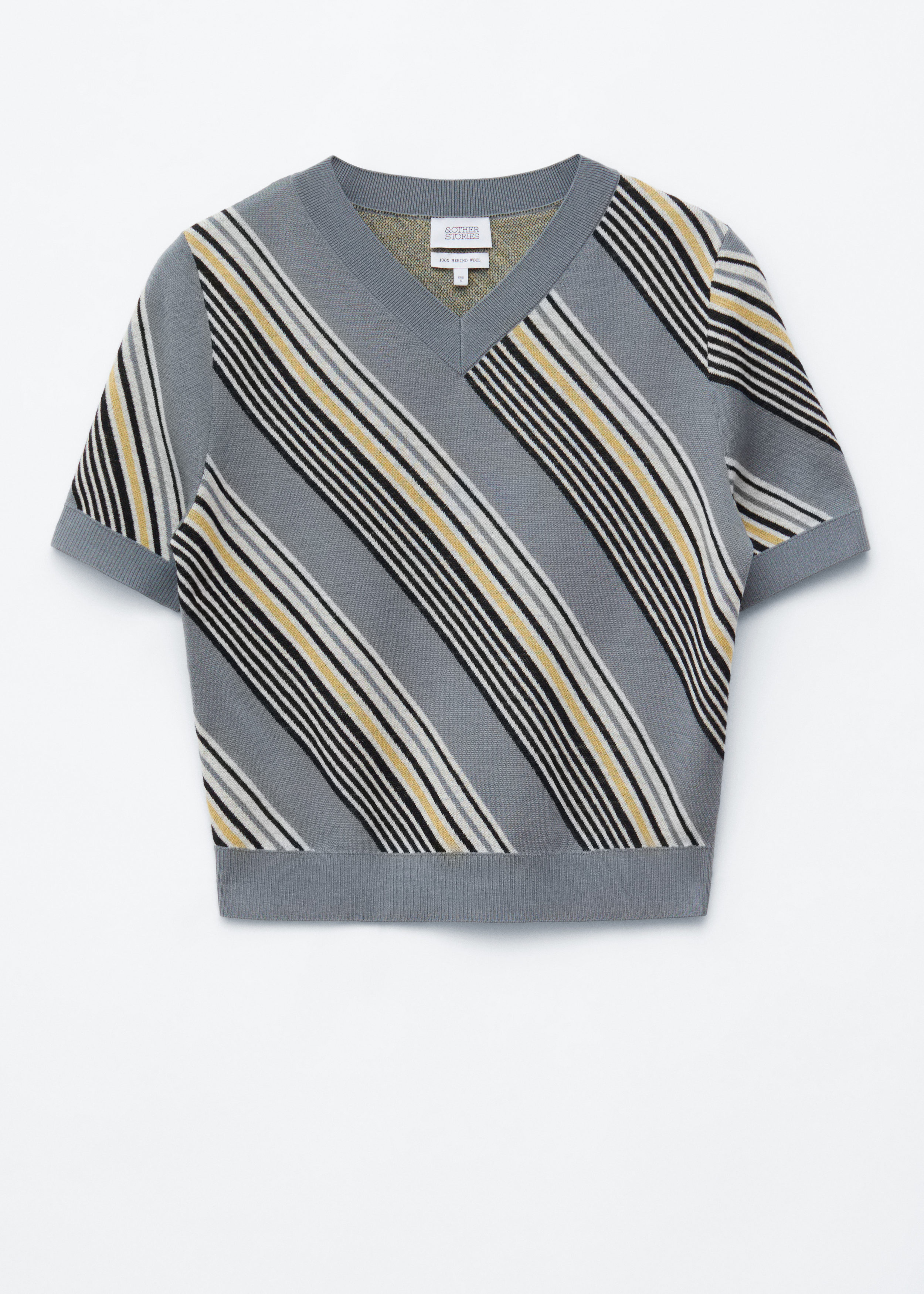 Striped V-Neck Wool T-Shirt