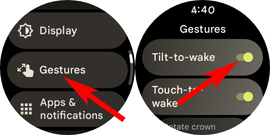 How to disable tilt-to-wake on a Google Pixel Watch