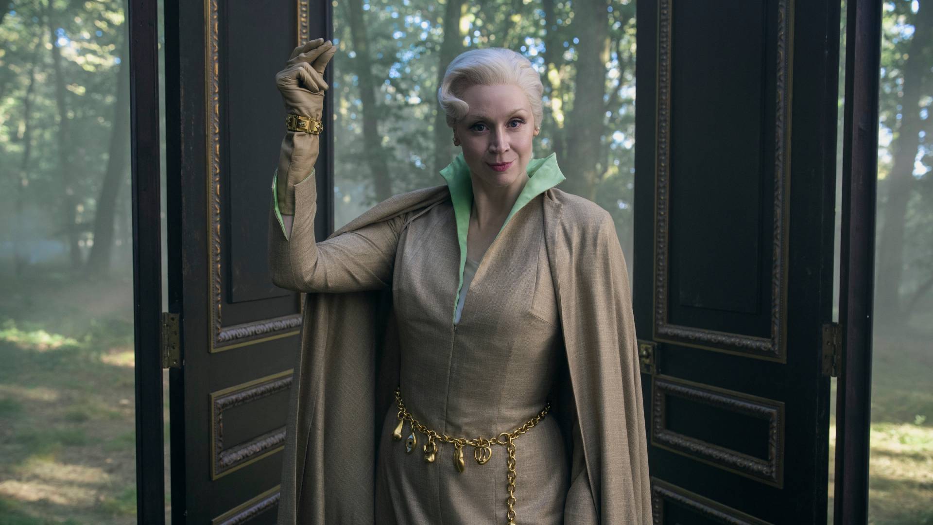 Gwendoline Christie as Principal Weems in Wednesday season 2 part 2