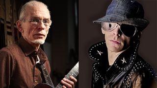 LEFT: Steve Howe photographed at his home in south-west England, on December 7, 2017. RIGHT: Lou Reed poses for a portrait for the cover of his album "Lou Reed Live" in 1973
