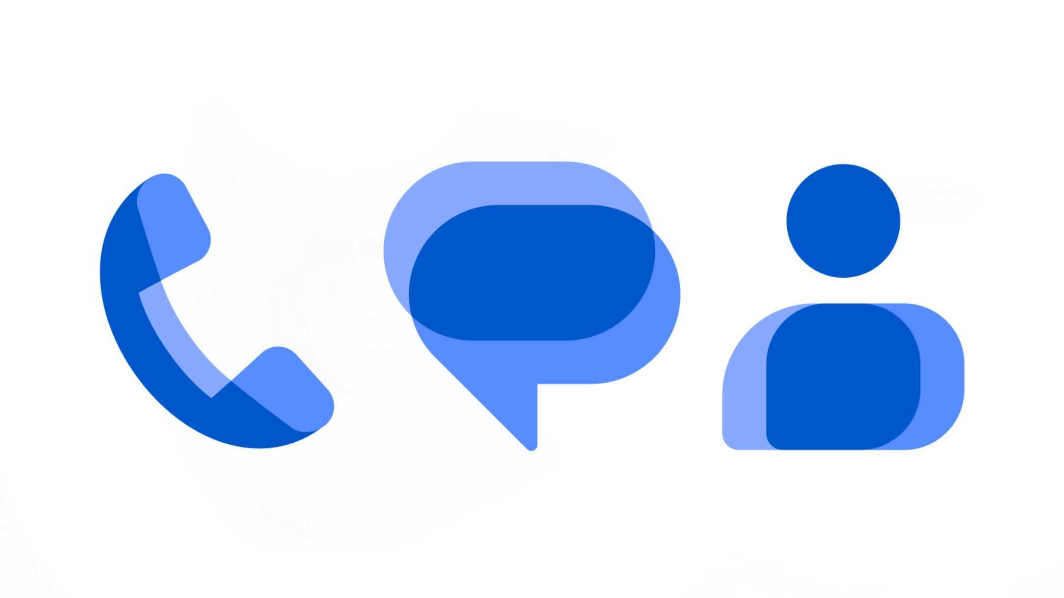 Google's new app icons for Messages, Phone, and Contacts