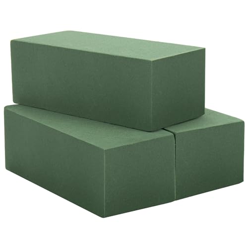 Taope Floral Foam 3 Pcs, Green Sponge Block for Artificial &amp;amp; Fresh Flowers, Square Wet &amp;amp; Dry Foam Bricks for Flower Arrangements, Indoor and Outdoor Floral Displays, Weddings and Funeral Arrangements