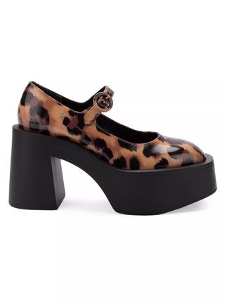 Larroudé, Olivia Leopard Print Patent Leather Mary Jane Pumps