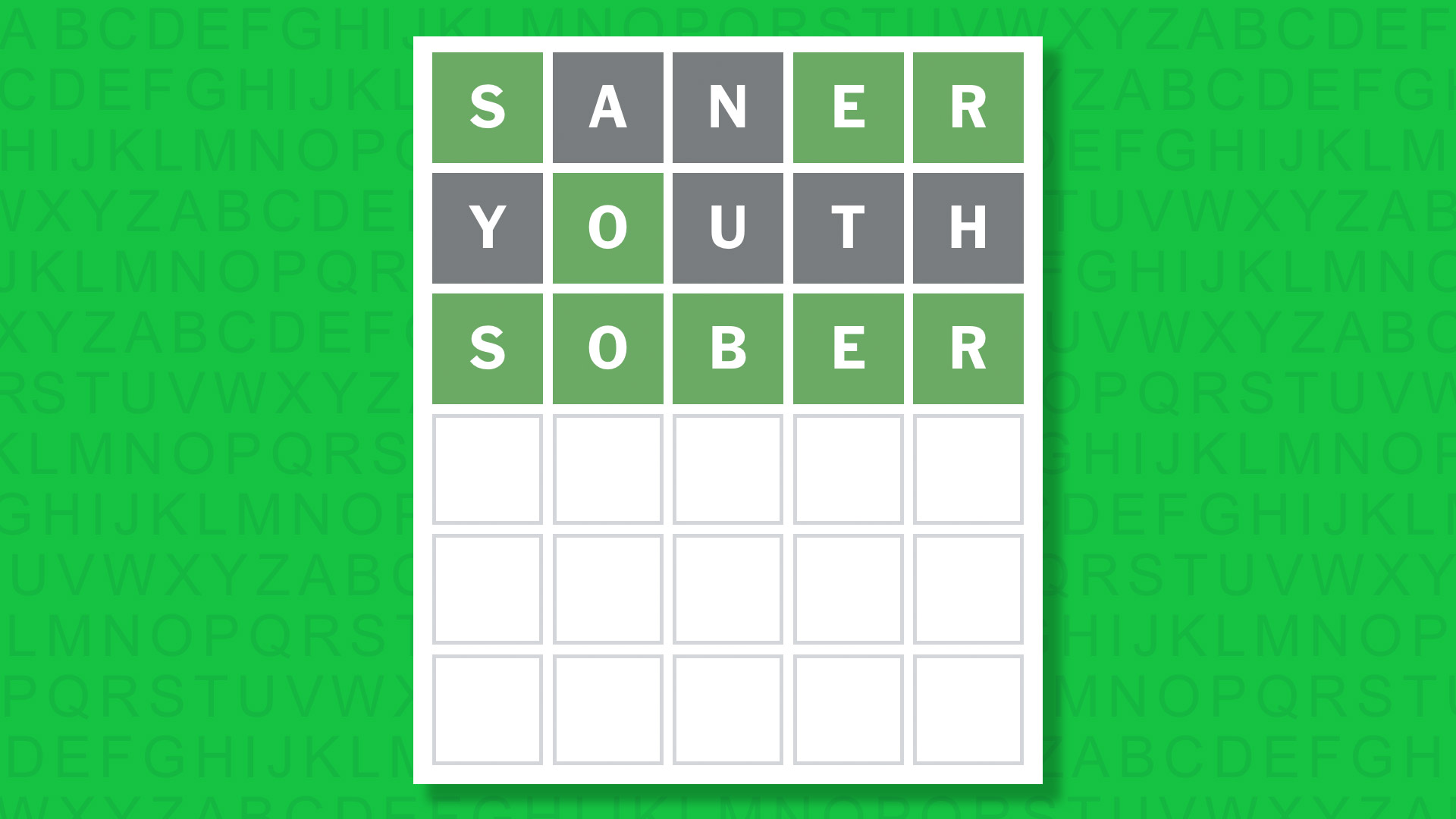 NYT Wordle answer for game 1748 on a green background