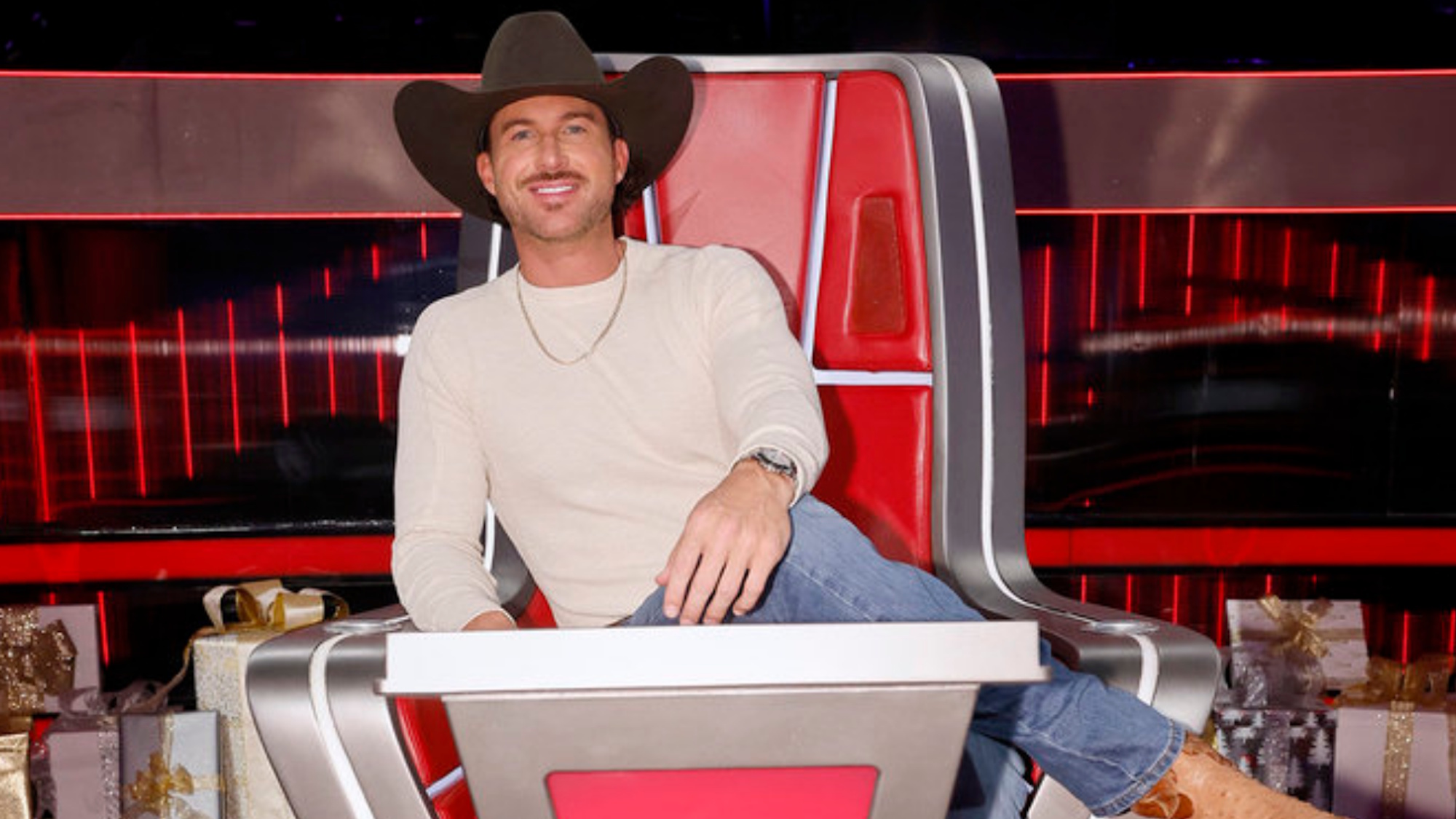 Riley Green is shown on The Voice Season 30.