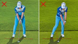 Connor Syme demonstrating two bad golf set-up positions