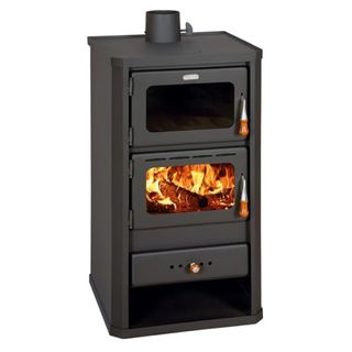 Balkan Energy Wood Burning Stove Prity Fm, 12.1 Kw, Steel, Graphite Black, Heating Surface 68 M², Natural Convection, Wood Fuel, Oven, 97 Kg