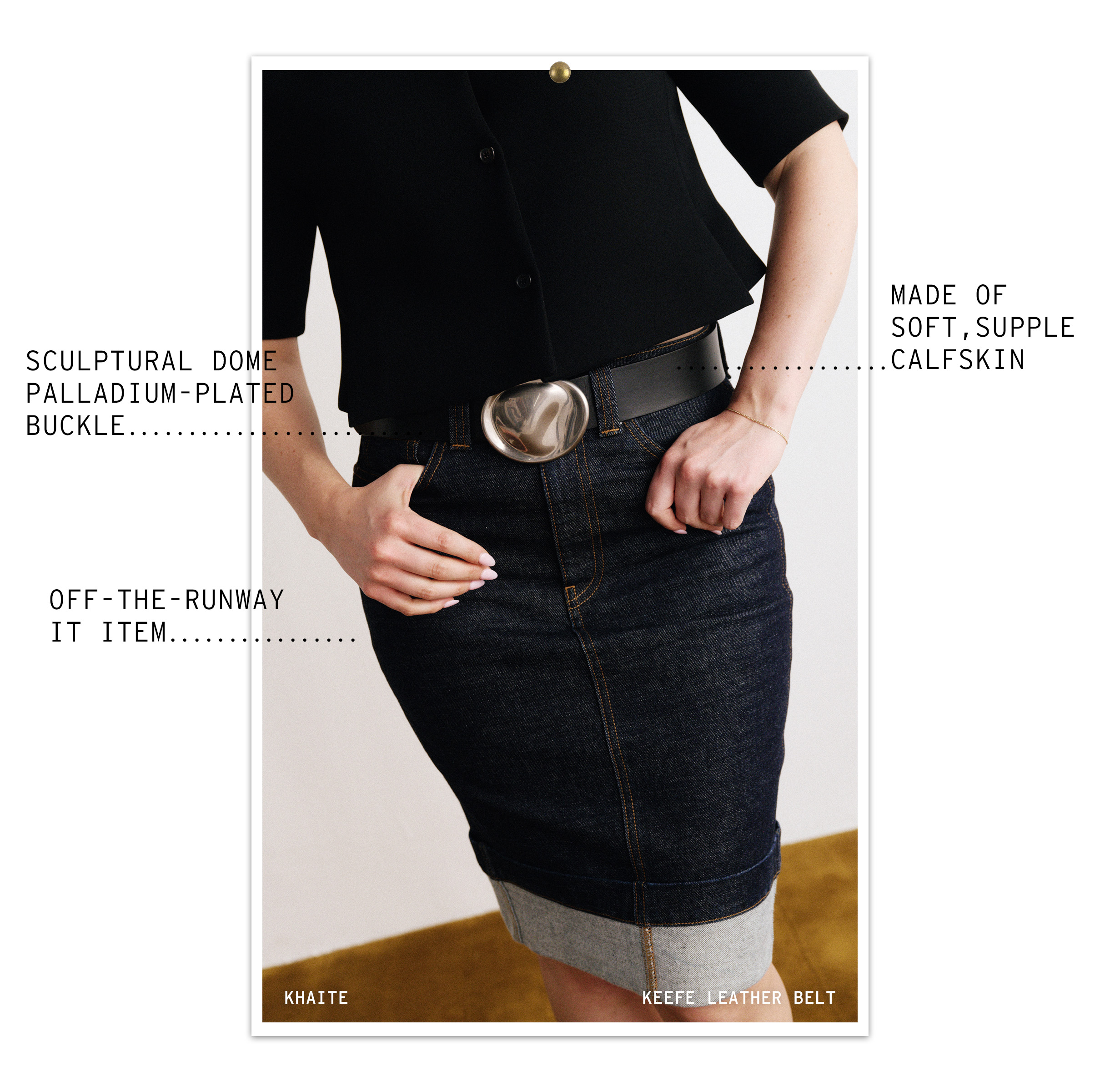 Who What Wear, The Great Try-On, Spring 2026: Khaite Keefe Leather belt.