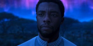 Chadwick Boseman as T'Challa in the ancestral plane in Black Panther