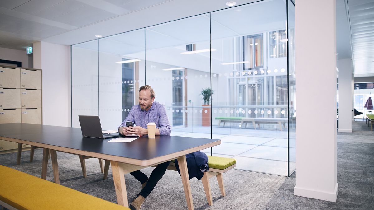 An open meeting space in an office