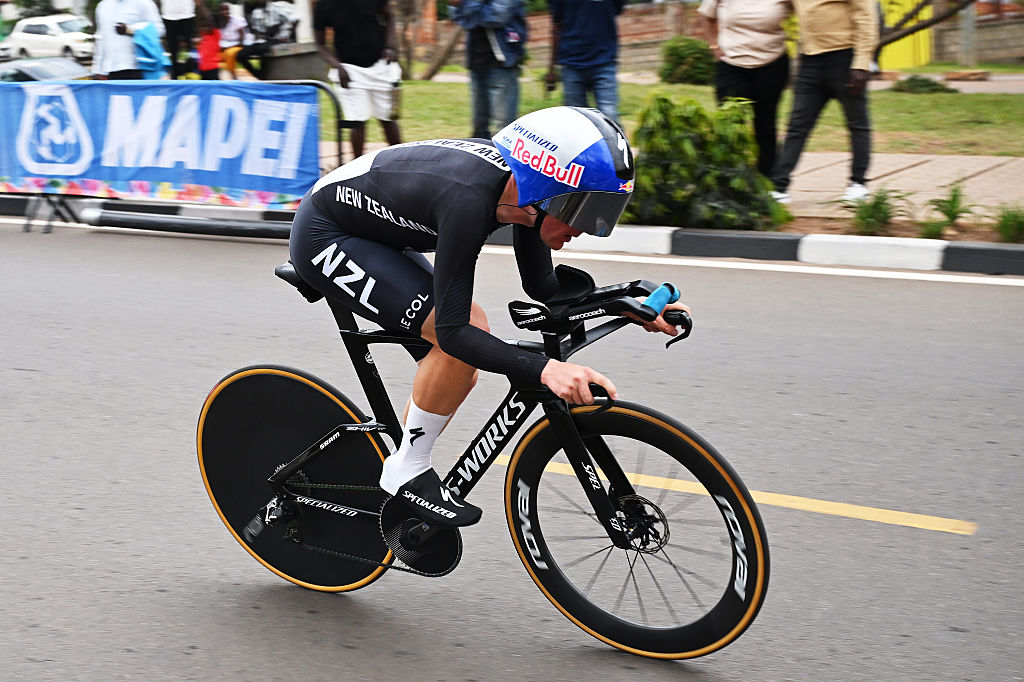 KIGALI, RWANDA - SEPTEMBER 22: Nate Pringle of New Zealand competes during the 98th UCI Cycling World Championships Kigali 2025 - Men Under 23 Individual Time Trial a 31.2km race from Kigali to Kigali on September 22, 2025 in Kigali, Rwanda. (Photo by Dario Belingheri/Getty Images)