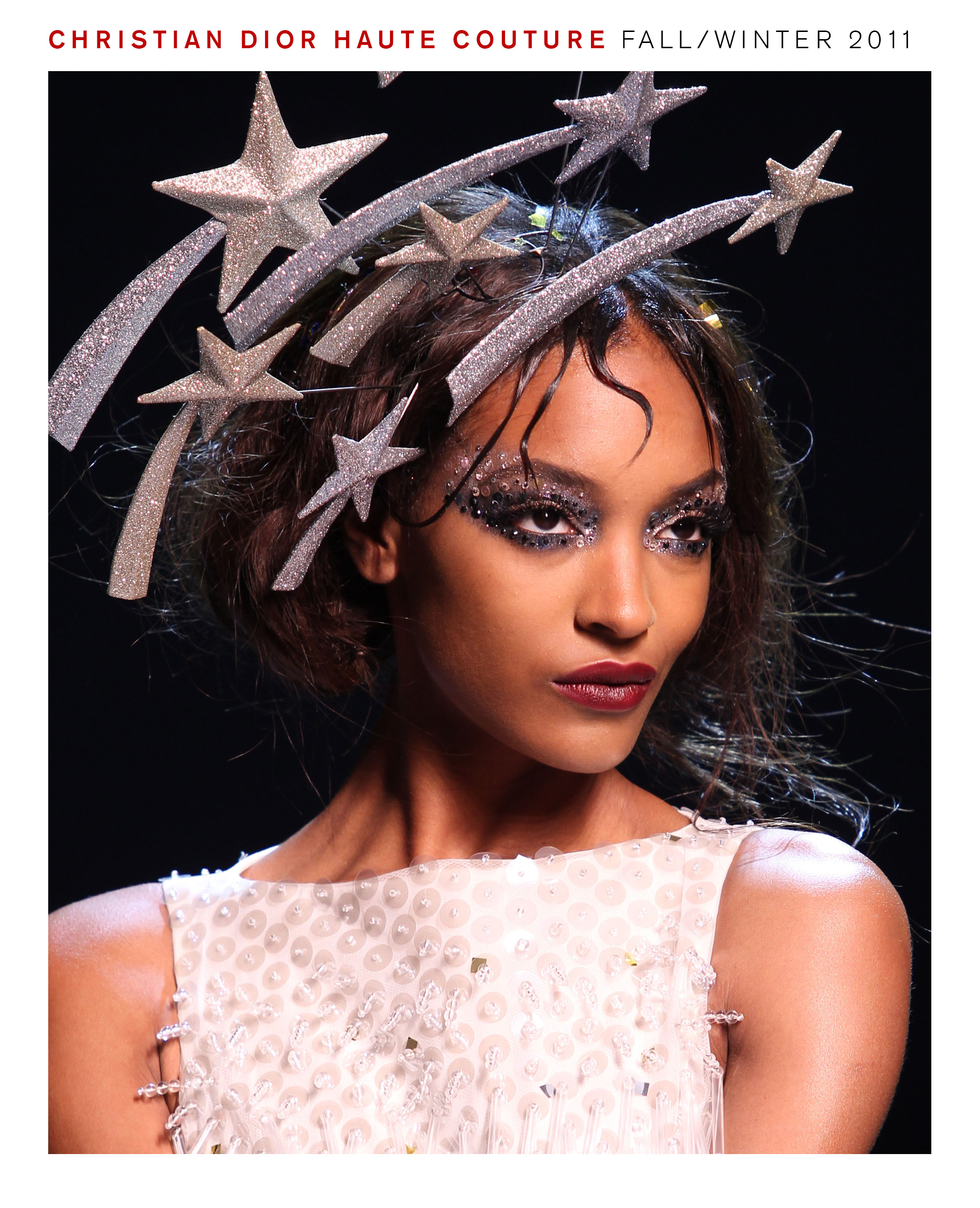 Model wearing Pat McGrath makeup look for Christian Dior Haute Couture fall/winter 2011 show.