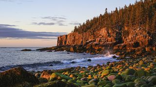The cliffs of Acadia National Park at sunrise
