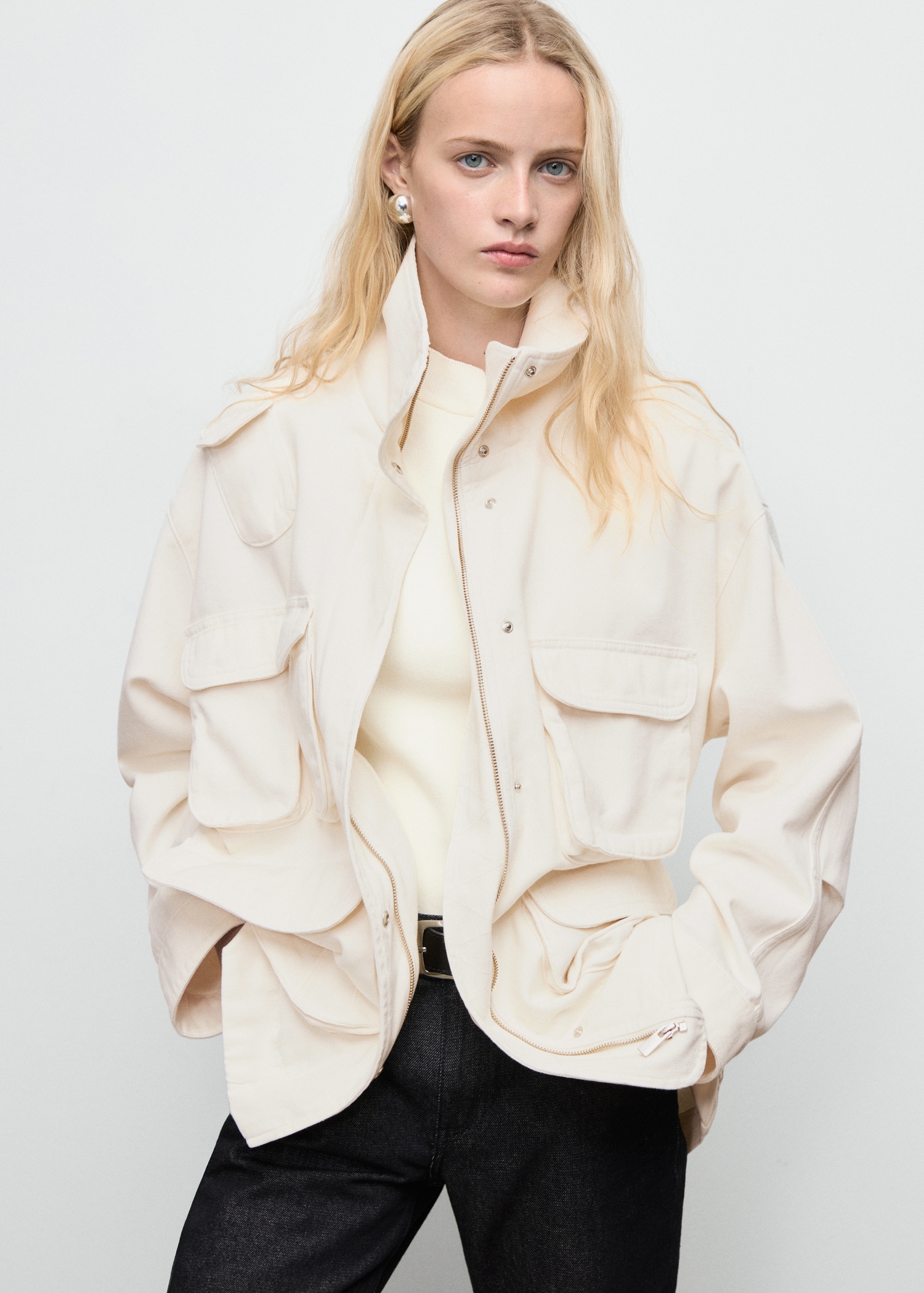 Oversized Denim Parka With Pockets - Women | Mango Usa