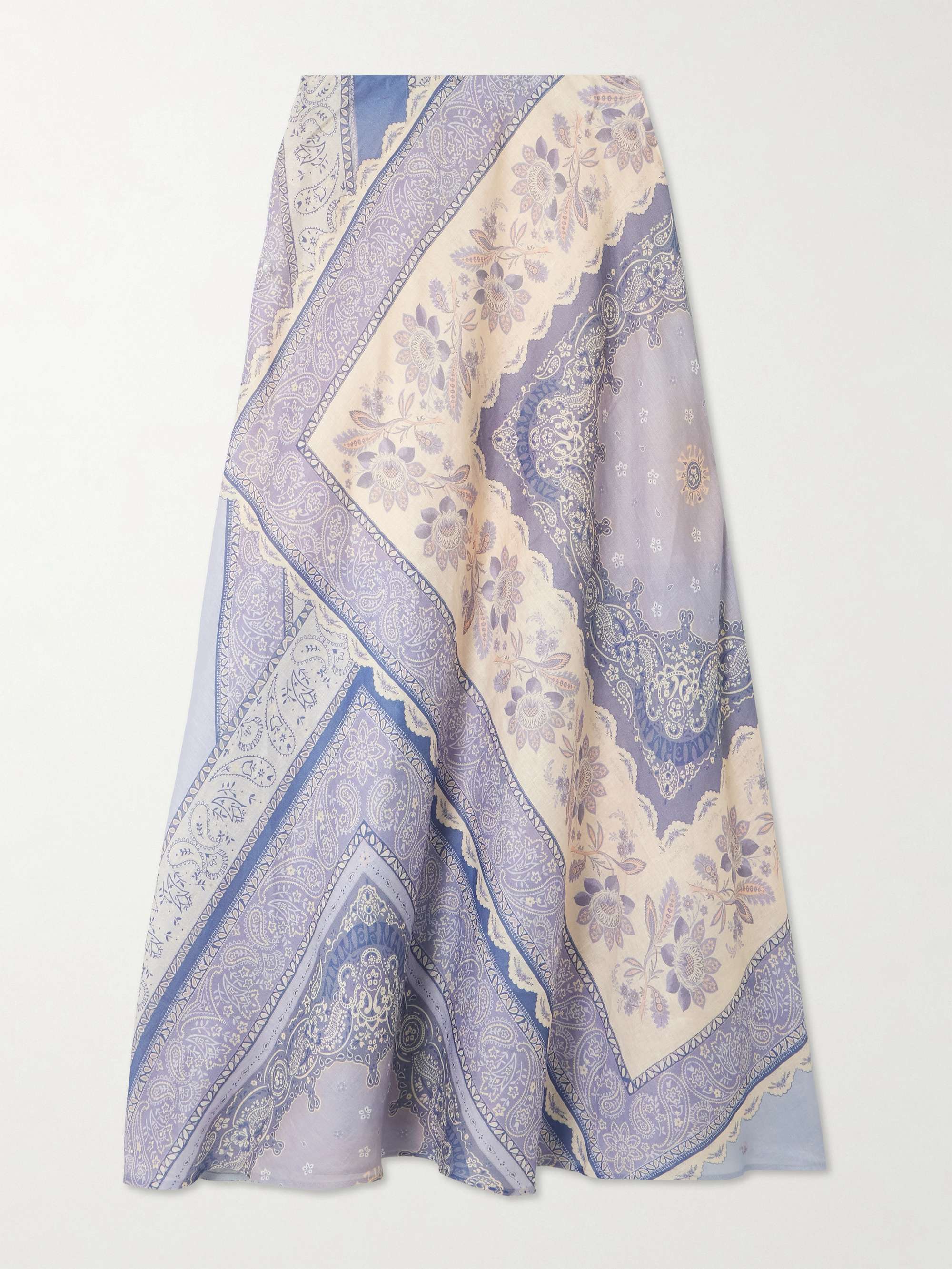Lucky Bandana-Print Linen Maxi Skirt