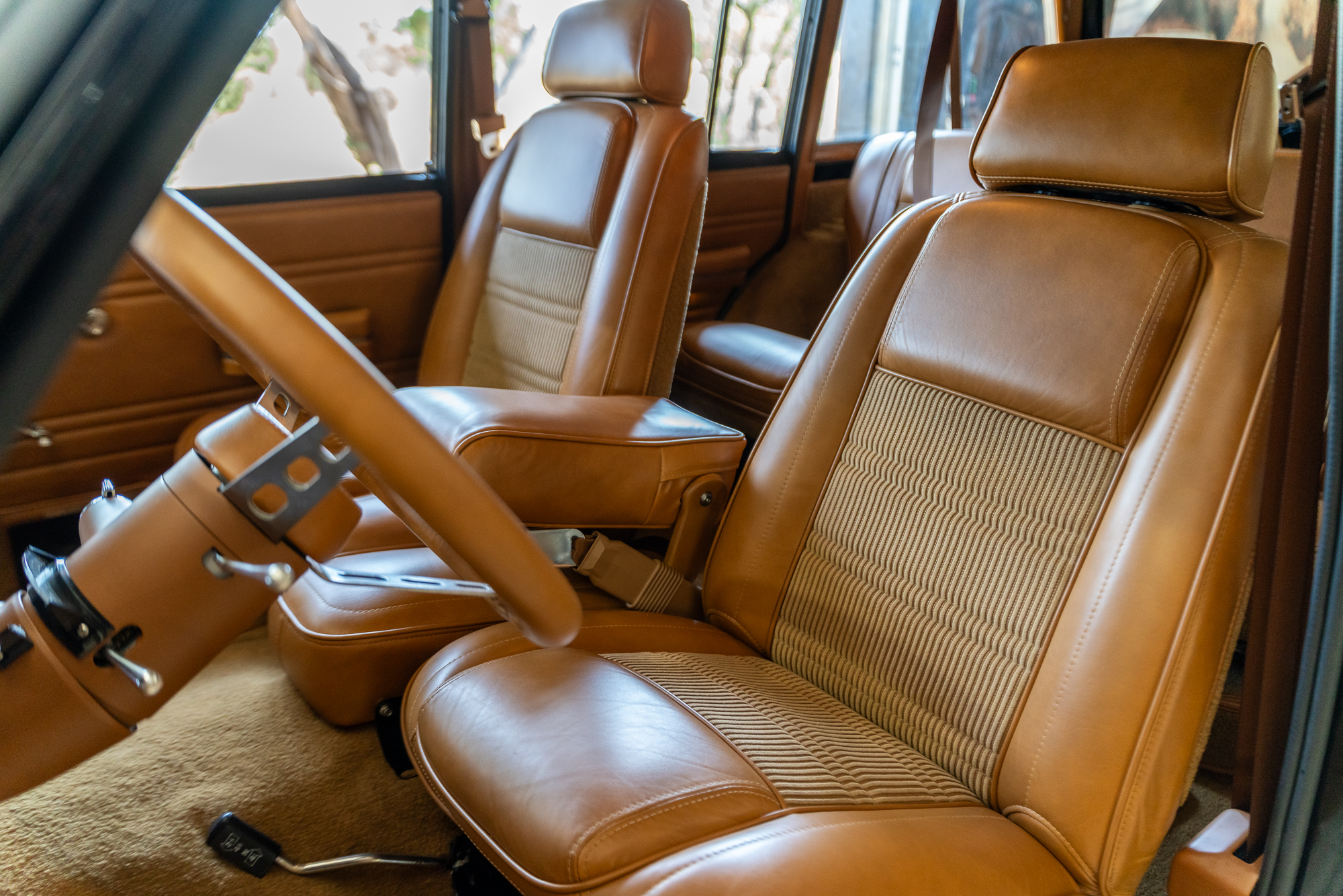 Retrimmed front seats in Vigilante's Jeep Wagoneer
