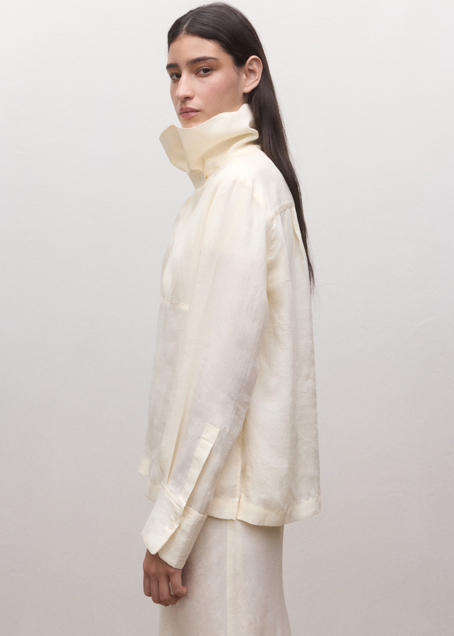 Lyocell Funnel-Neck Shirt - Women | Mango Usa