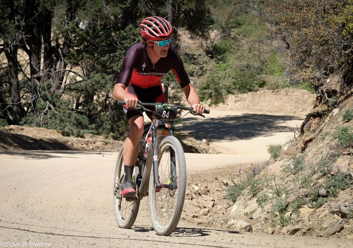 Sam Gaze (Specialized) about a mile from the top of the last climb