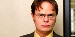 Dwight looking off camera in a confessional
