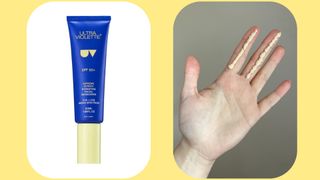 Images showing Ultra Violette Supreme Screen Hydrating Facial Skinscreen SPF 50+ and swatches
