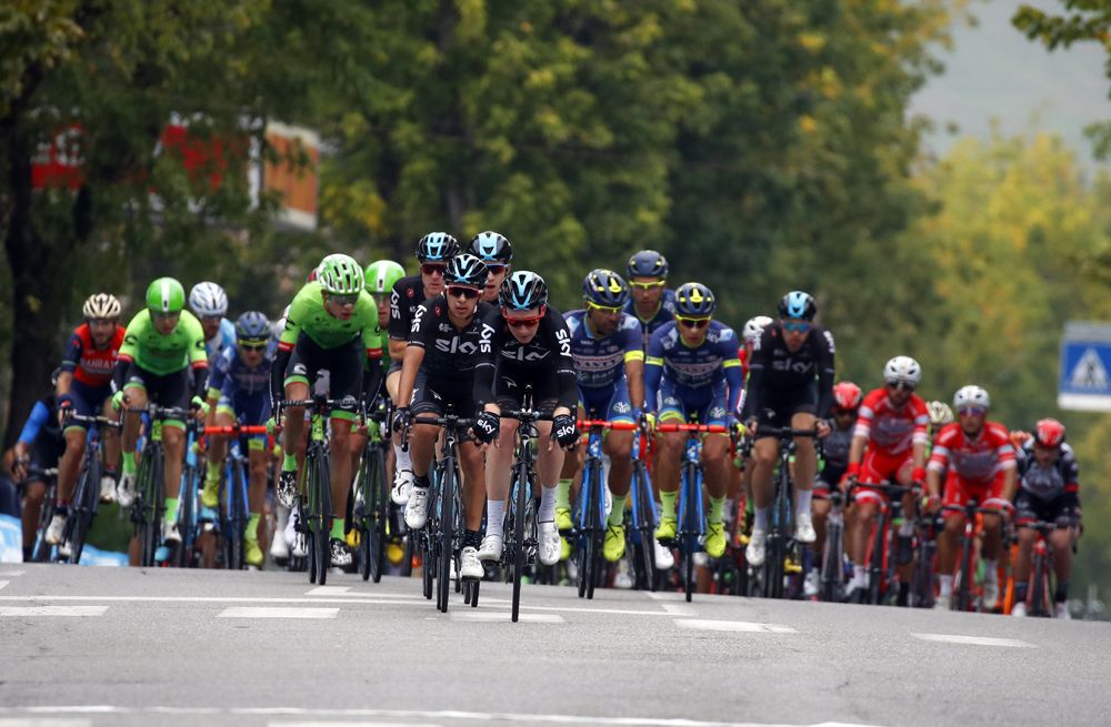 Team Sky in action at the Gran Premio Bruno Beghelli
