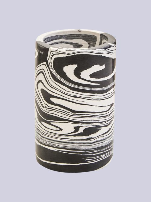 Marble Two-Way Candle Holder in Black/White