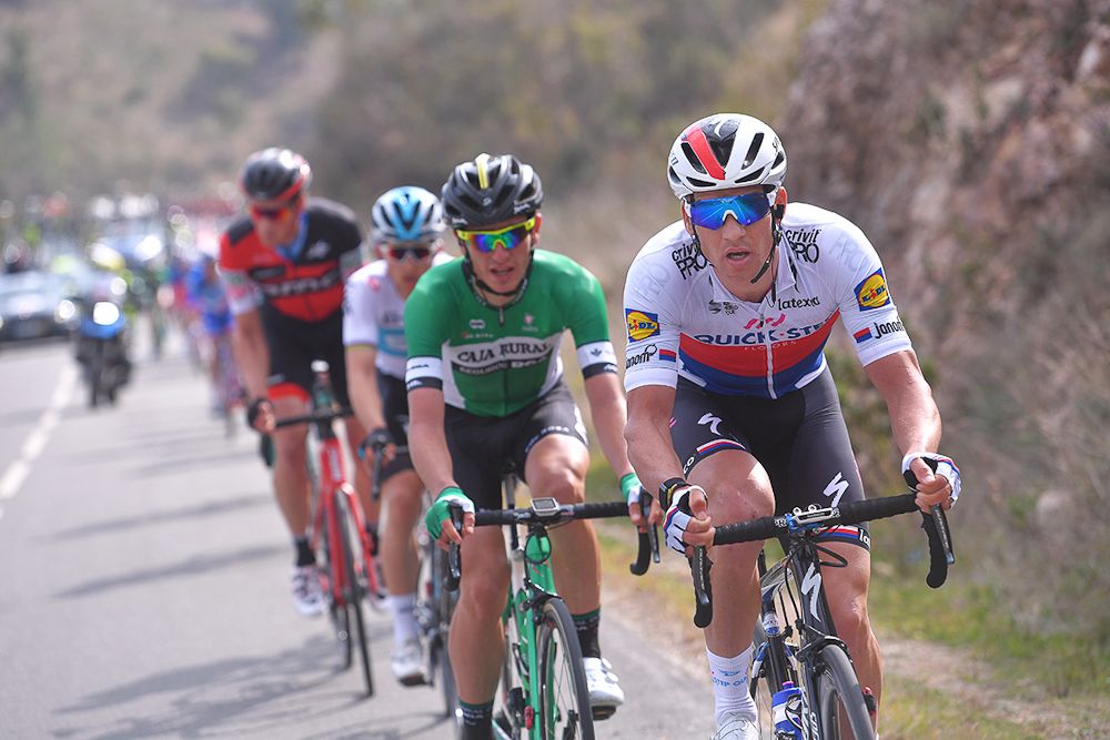 Zdenek Stybar leads the late breakaway