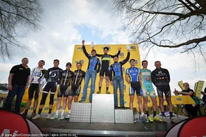 The elite men's podium in Hilton